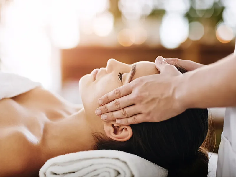 Relaxing facial massage. Relaxing facial massage.